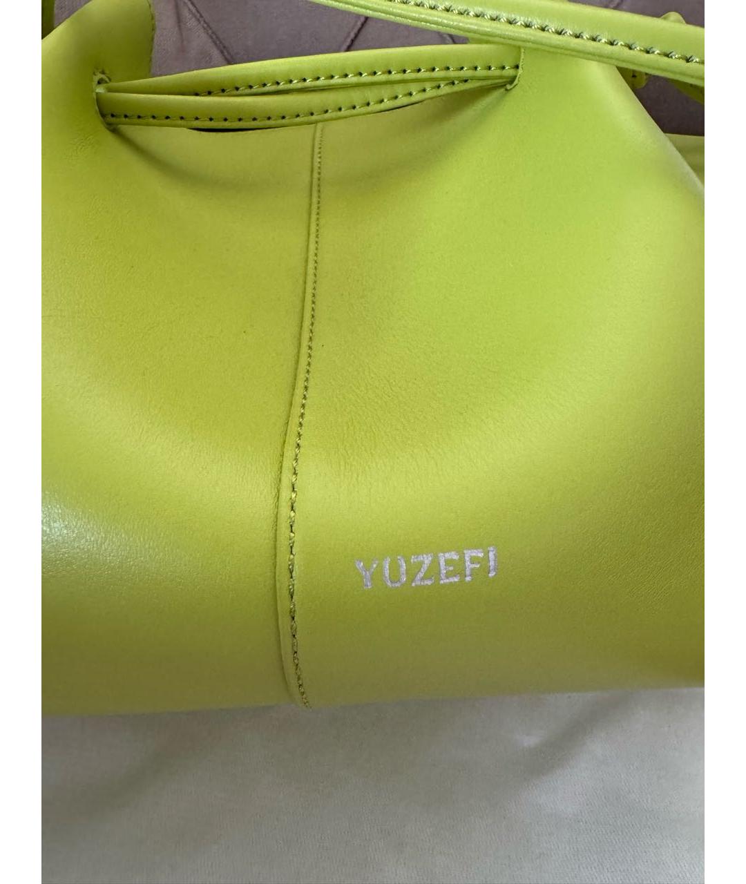 YUZEFI Желтая кожаная сумка тоут, фото 3