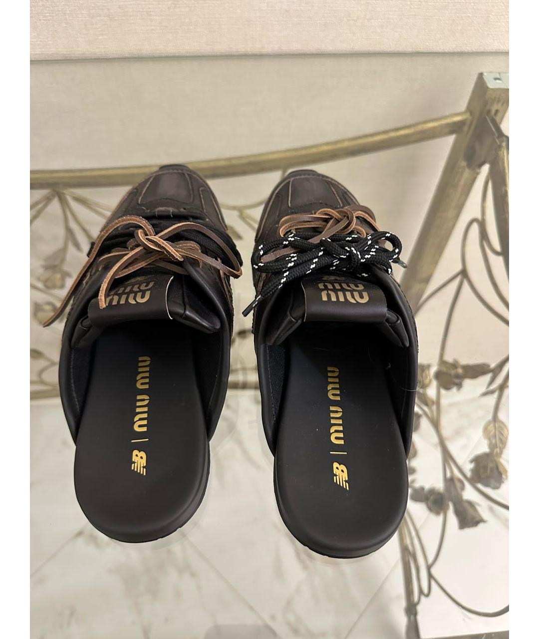 MIU MIU Черные кожаные мюли, фото 3