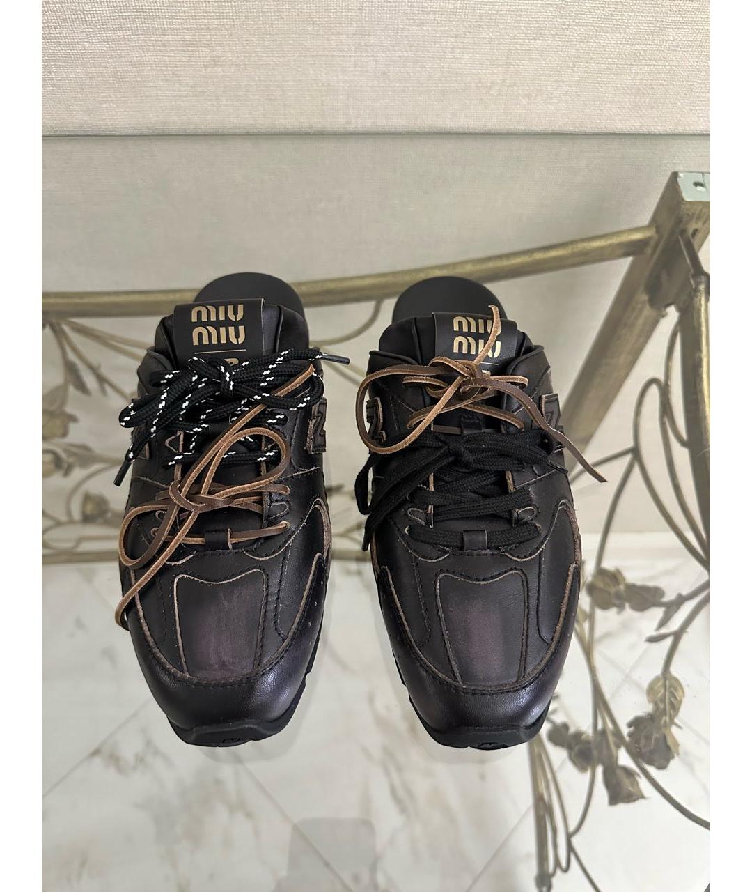 MIU MIU Черные кожаные мюли, фото 2