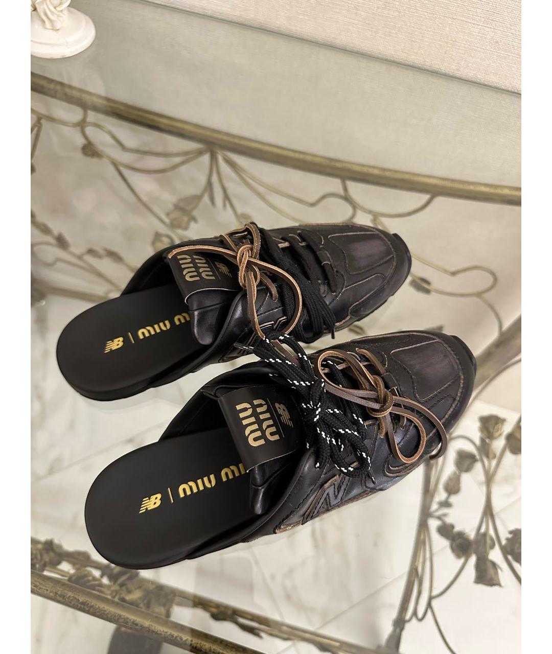 MIU MIU Черные кожаные мюли, фото 5