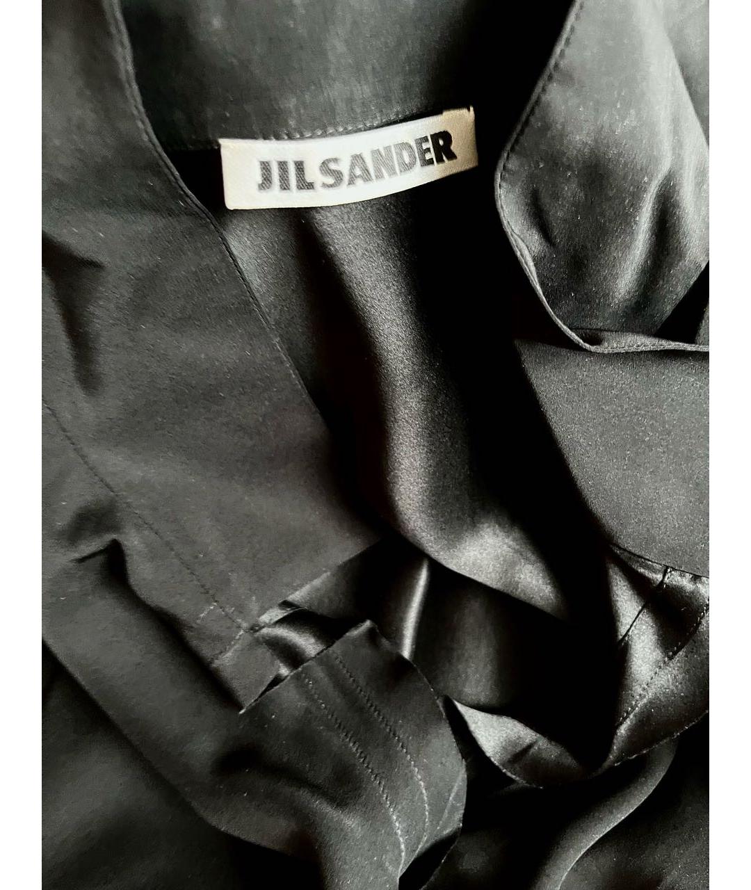 JIL SANDER Черное шелковое повседневное платье, фото 6