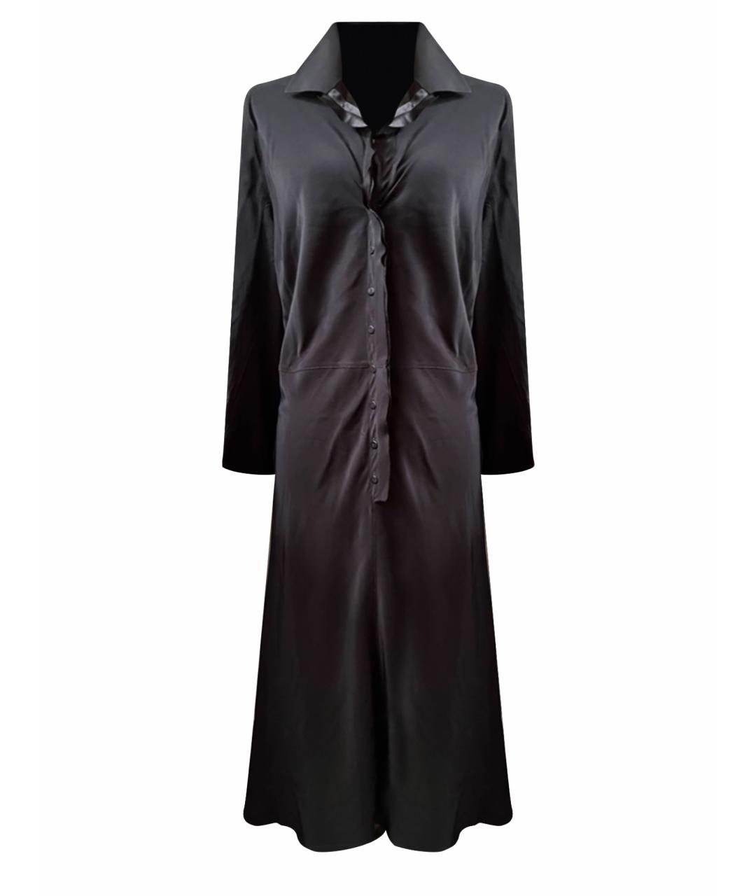 JIL SANDER Черное шелковое повседневное платье, фото 1