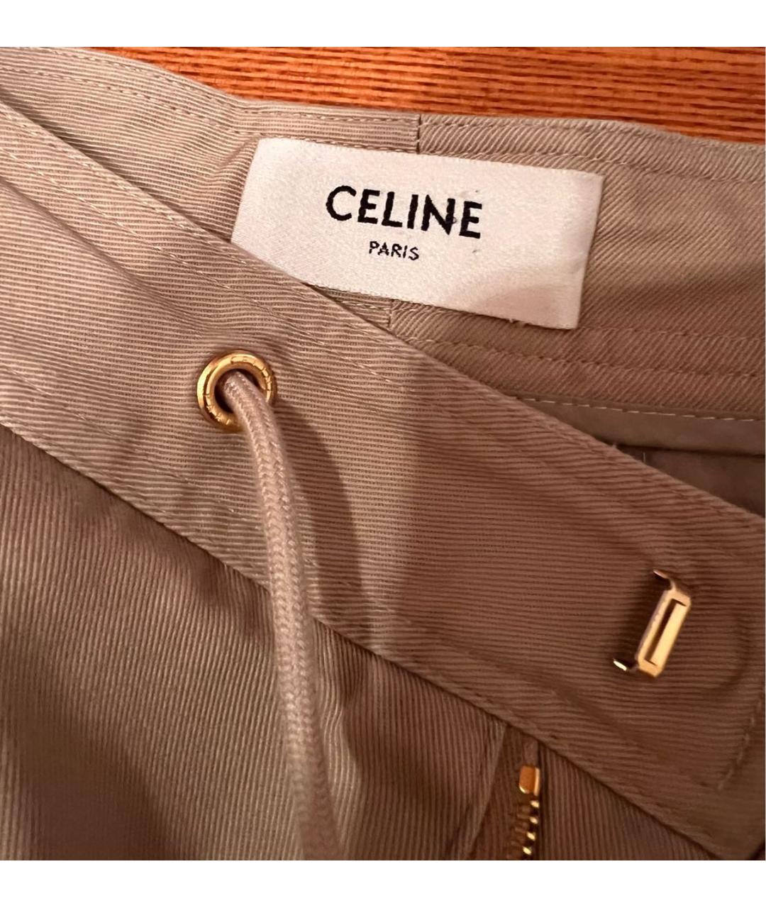 CELINE Бежевые хлопковые прямые брюки, фото 3