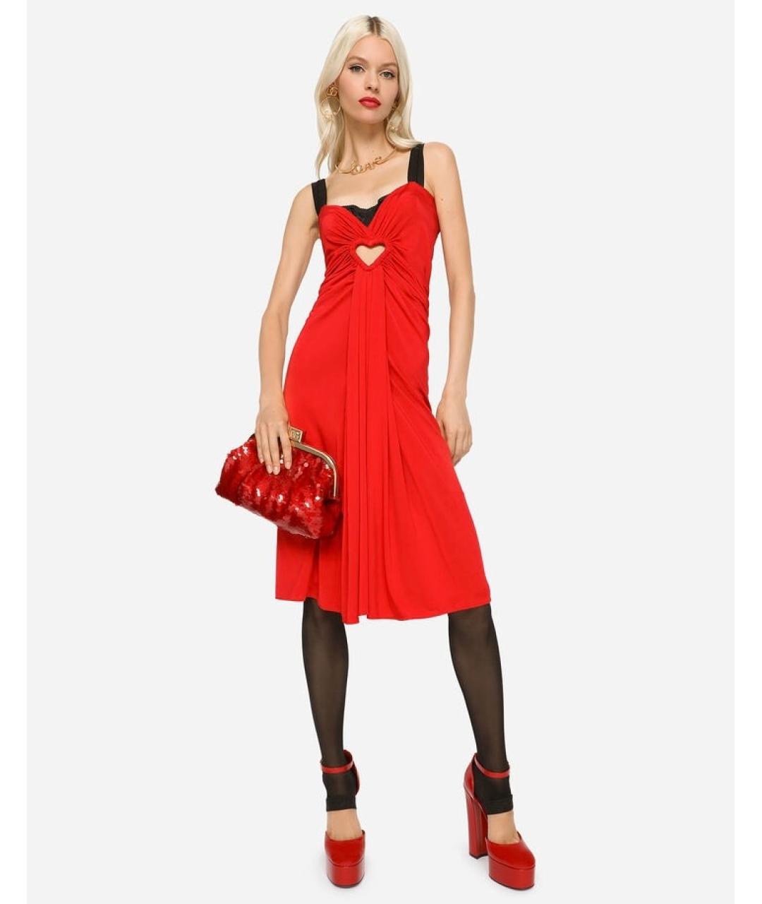 DOLCE&GABBANA Красное коктейльное платье, фото 2