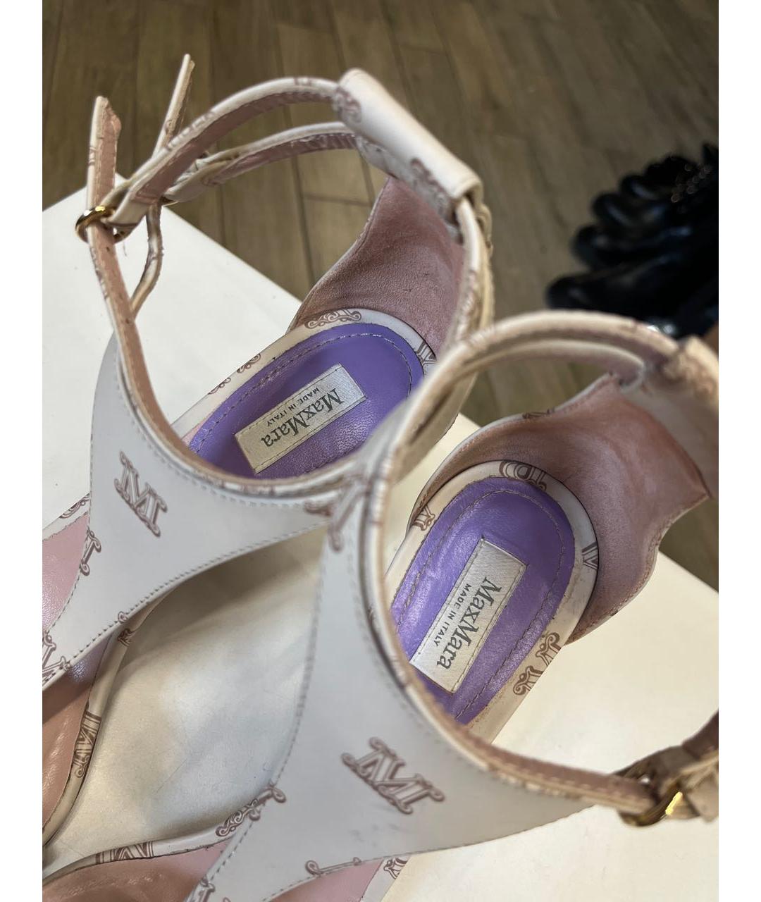MAX MARA Бежевые кожаные босоножки, фото 4