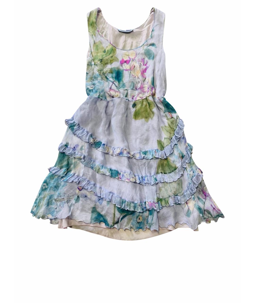 BLUMARINE Фиолетовое шелковое повседневное платье, фото 1