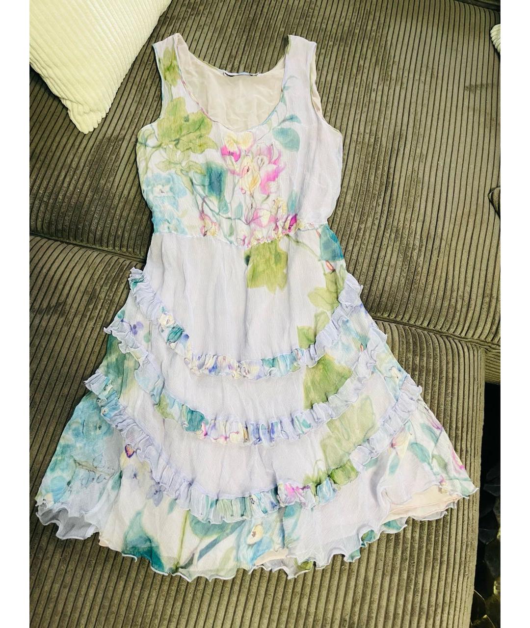 BLUMARINE Фиолетовое шелковое повседневное платье, фото 5