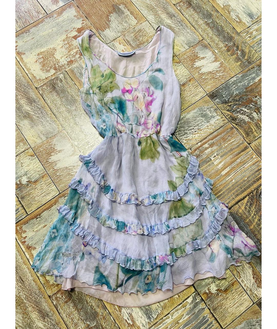 BLUMARINE Фиолетовое шелковое повседневное платье, фото 6