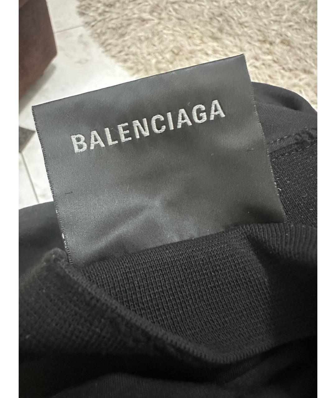 BALENCIAGA Черная хлопковая футболка, фото 4