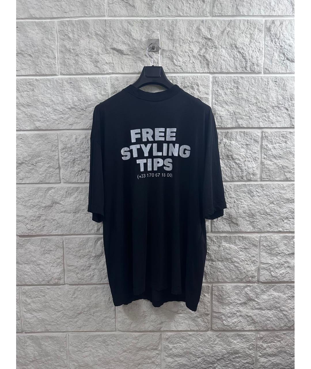 BALENCIAGA Черная хлопковая футболка, фото 9