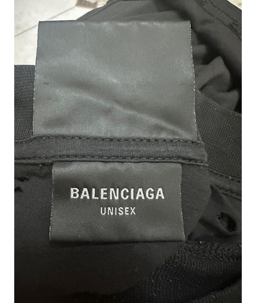 BALENCIAGA Черная хлопковая футболка, фото 5