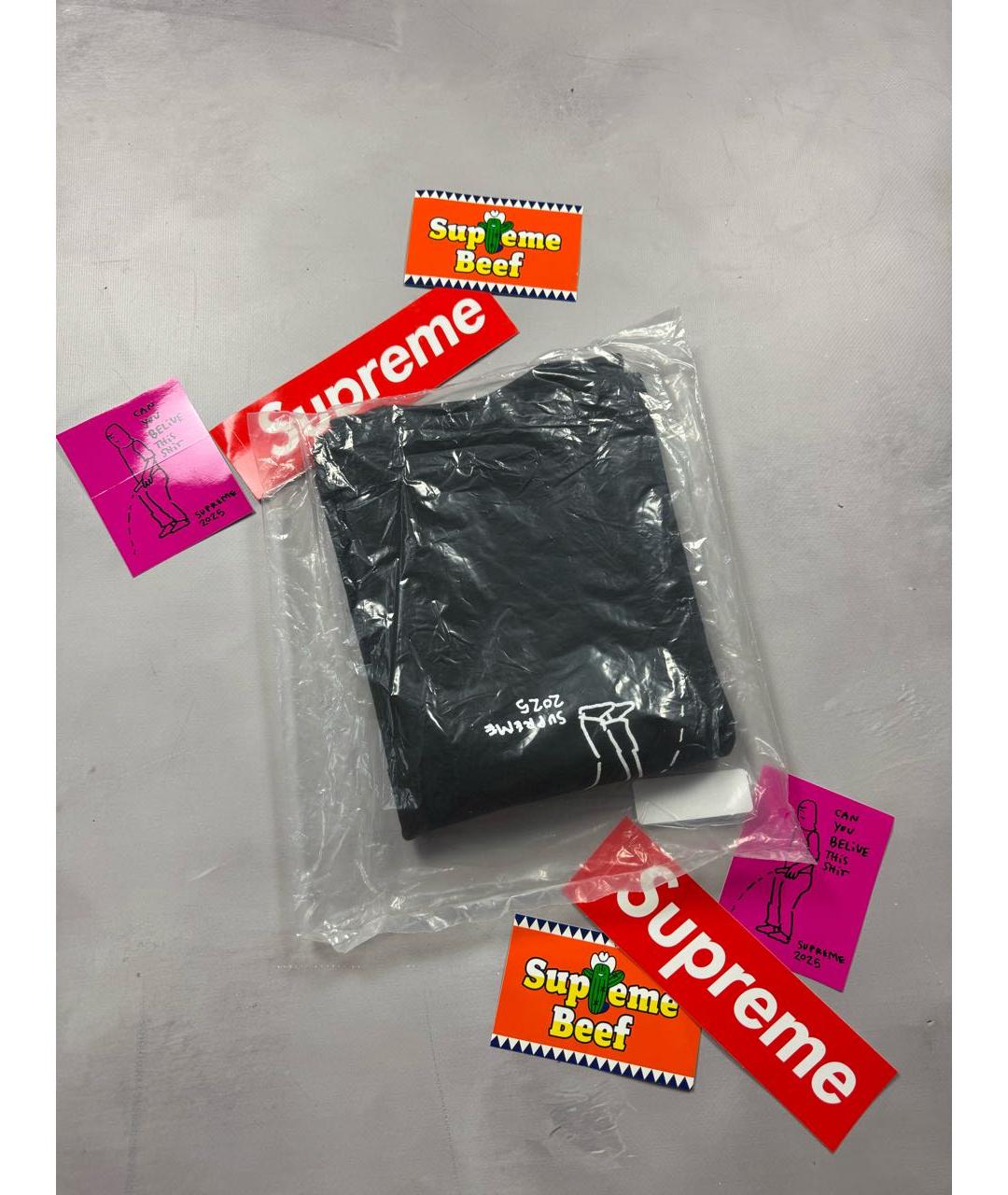 SUPREME Черная хлопковая футболка, фото 3