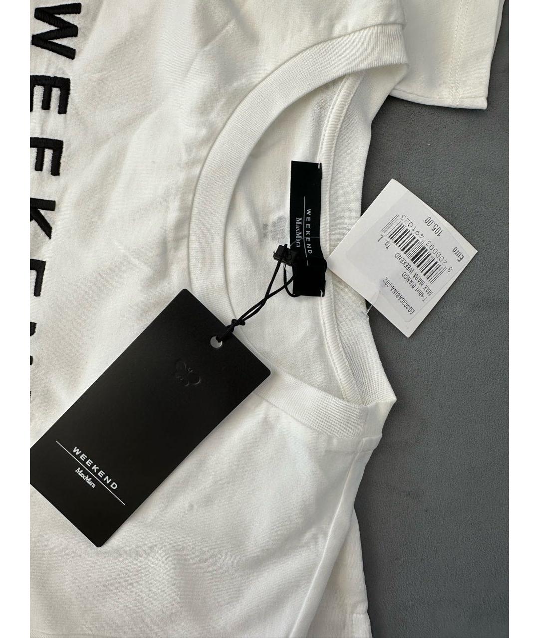 'S MAX MARA Белая хлопковая футболка, фото 4
