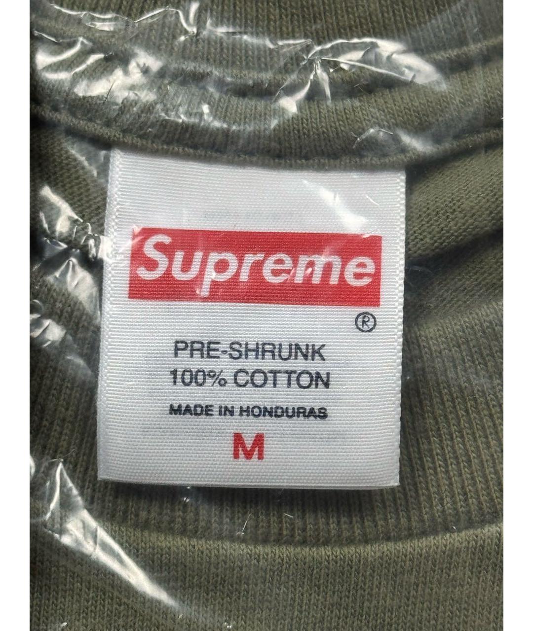 SUPREME Хаки хлопковая футболка, фото 5