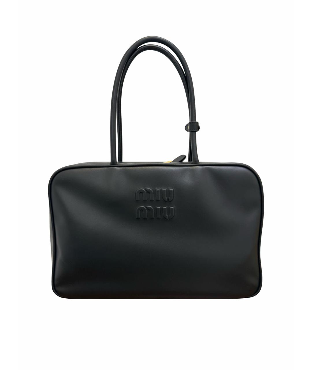 MIU MIU Черная кожаная сумка тоут, фото 1