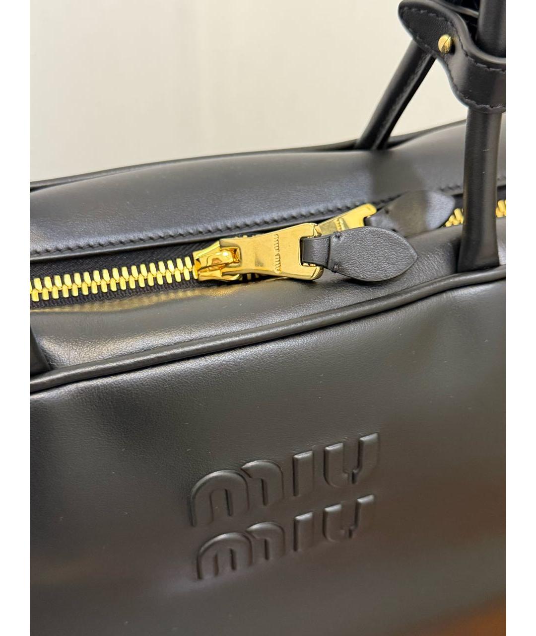 MIU MIU Черная кожаная сумка тоут, фото 3