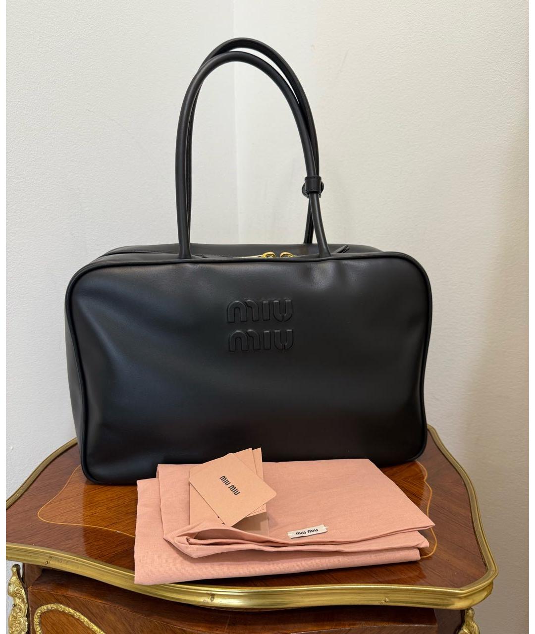 MIU MIU Черная кожаная сумка тоут, фото 6