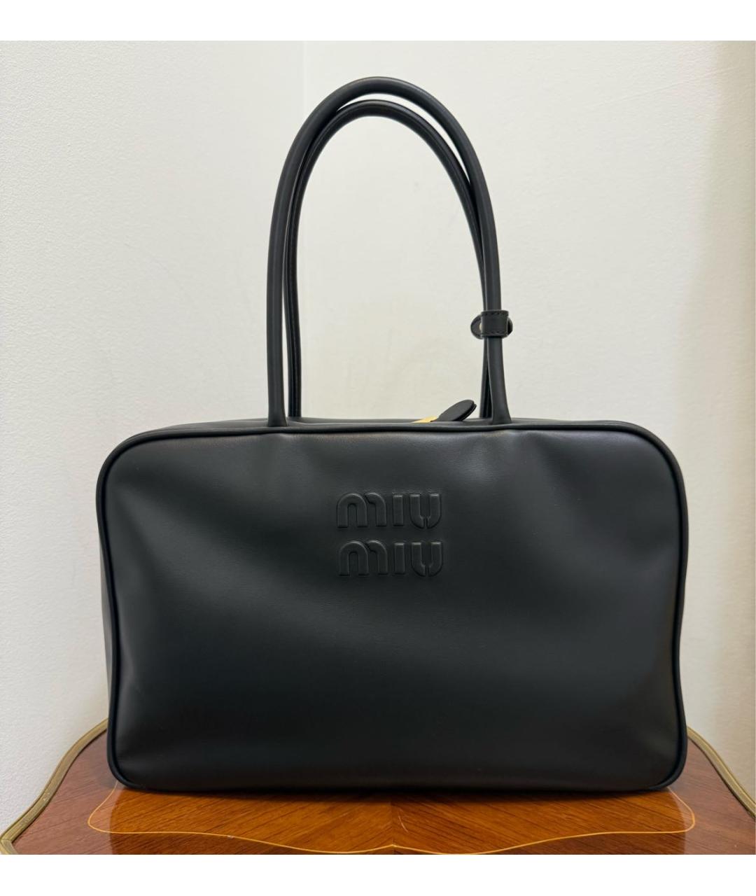 MIU MIU Черная кожаная сумка тоут, фото 7
