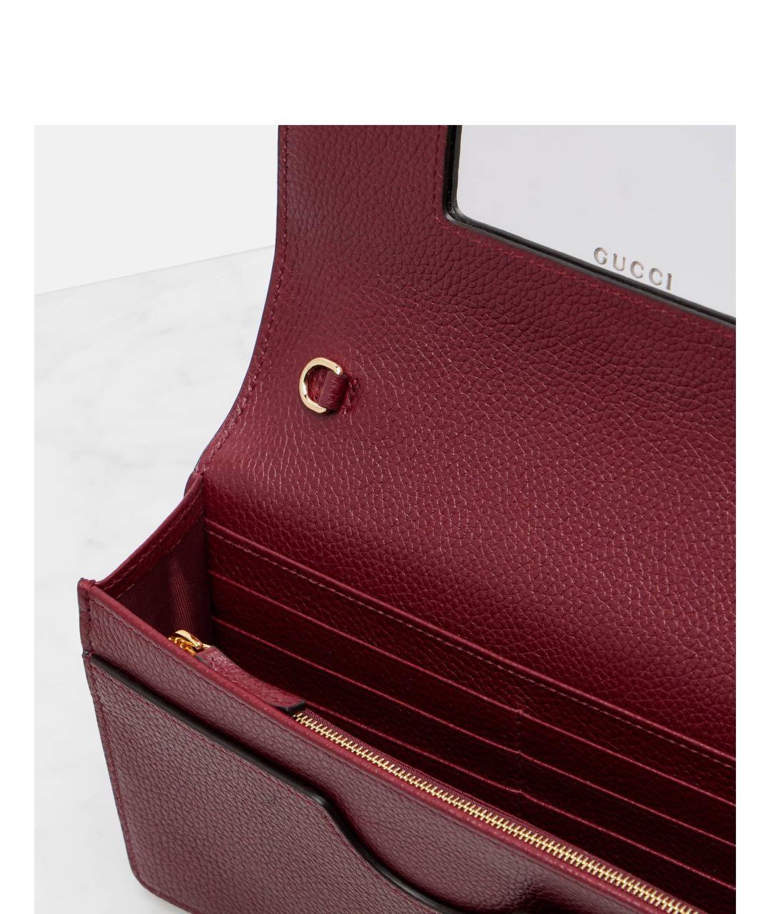 GUCCI Бордовая кожаная сумка через плечо, фото 3