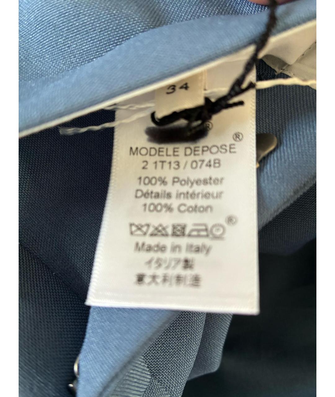 CELINE Голубые хлопковые прямые брюки, фото 3