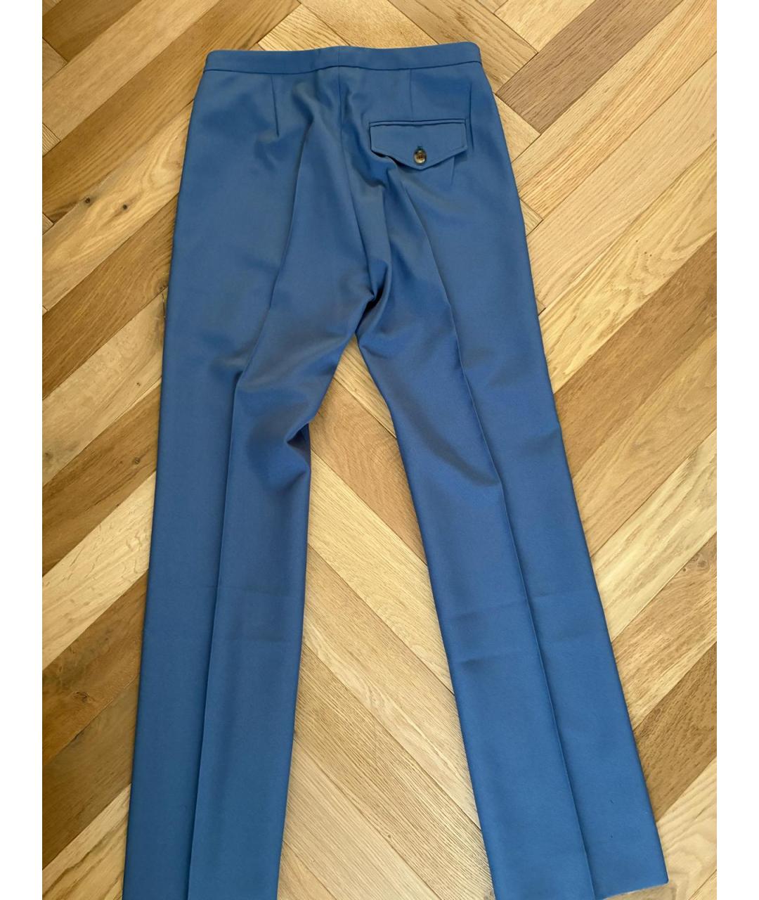 CELINE Голубые хлопковые прямые брюки, фото 2