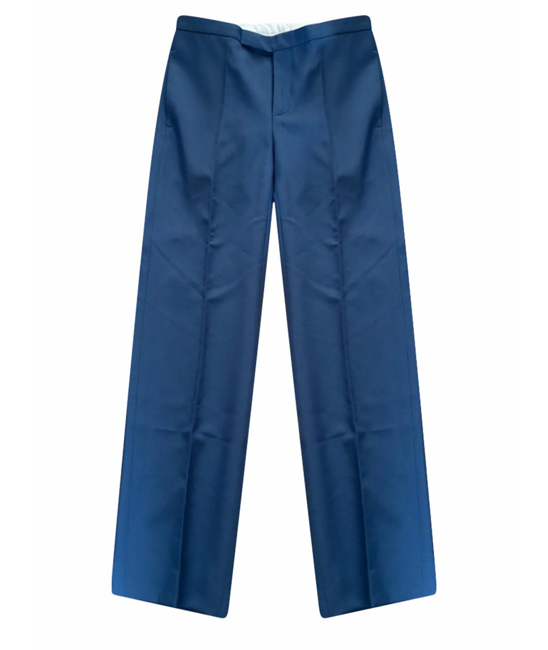 CELINE Голубые хлопковые прямые брюки, фото 1