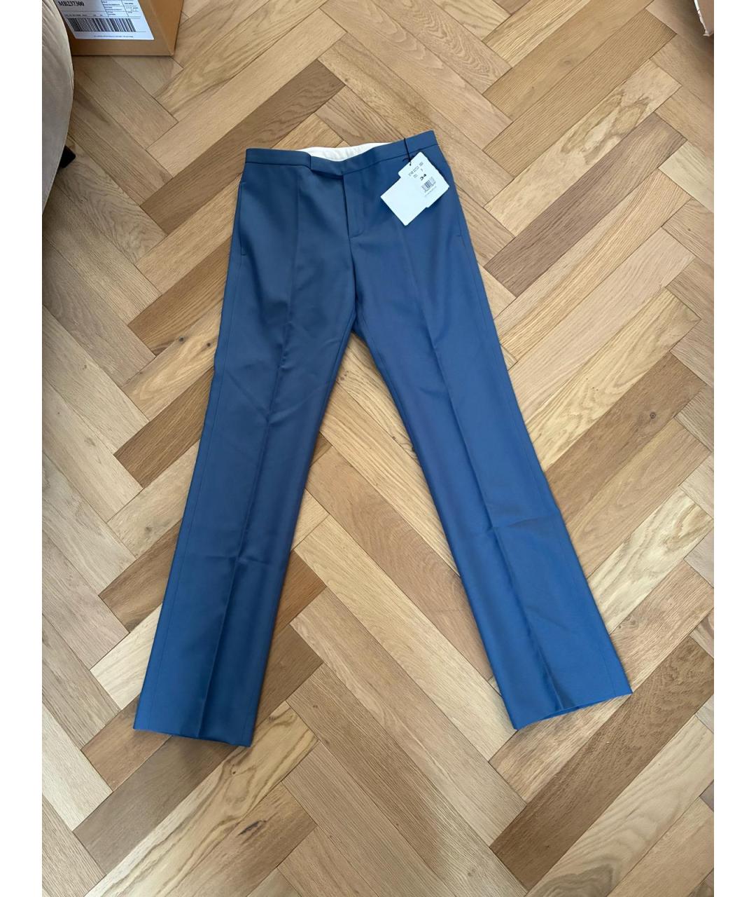 CELINE Голубые хлопковые прямые брюки, фото 8