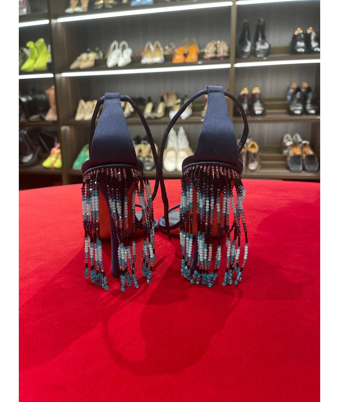 LOUIS VUITTON Синие текстильные босоножки, фото 4