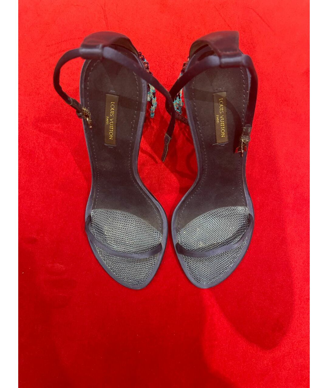 LOUIS VUITTON Синие текстильные босоножки, фото 2