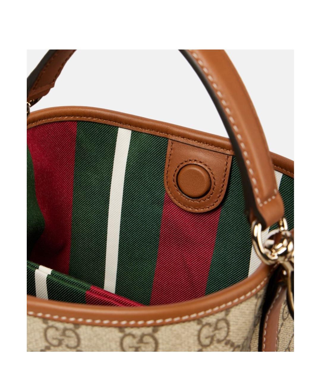 GUCCI Бежевая кожаная сумка через плечо, фото 4