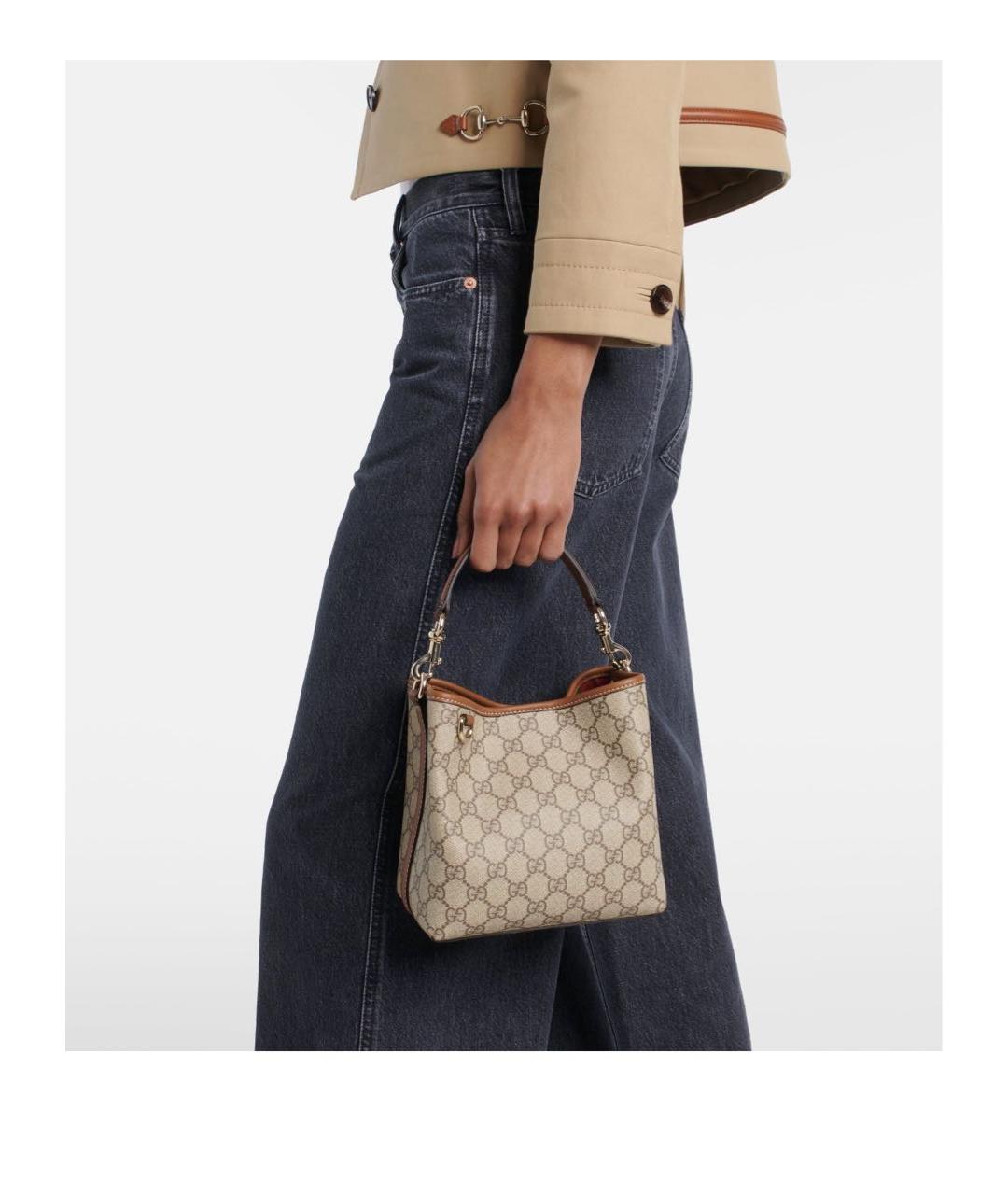 GUCCI Бежевая кожаная сумка через плечо, фото 3