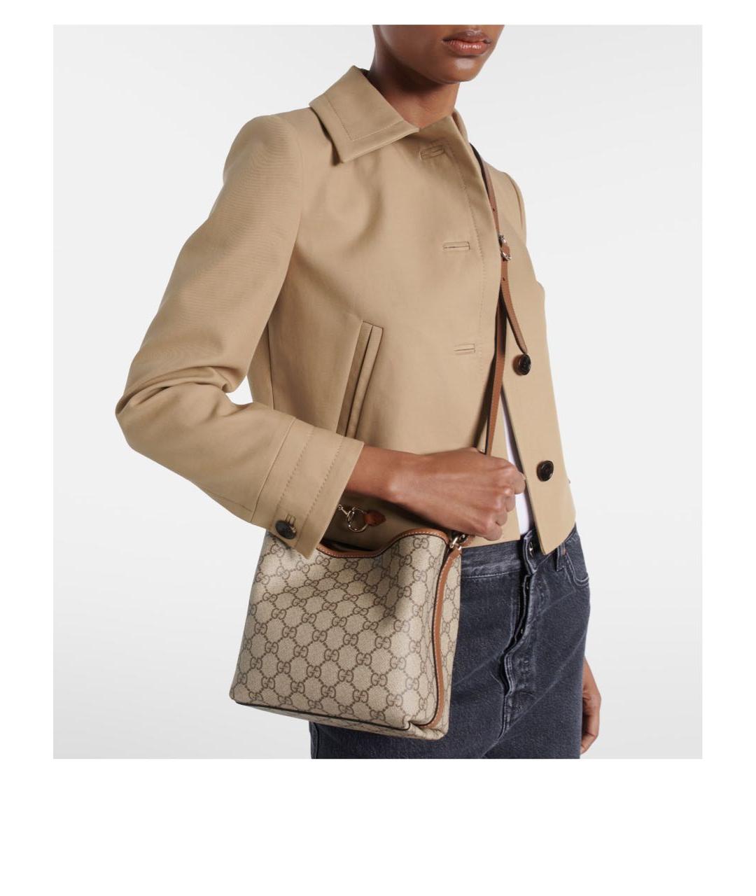 GUCCI Бежевая кожаная сумка через плечо, фото 2