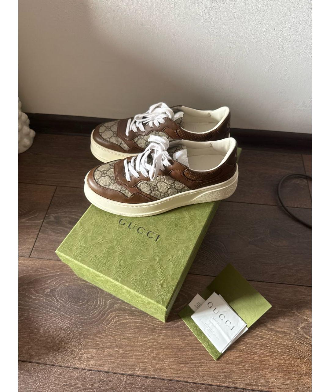 GUCCI Коричневые кеды, фото 6