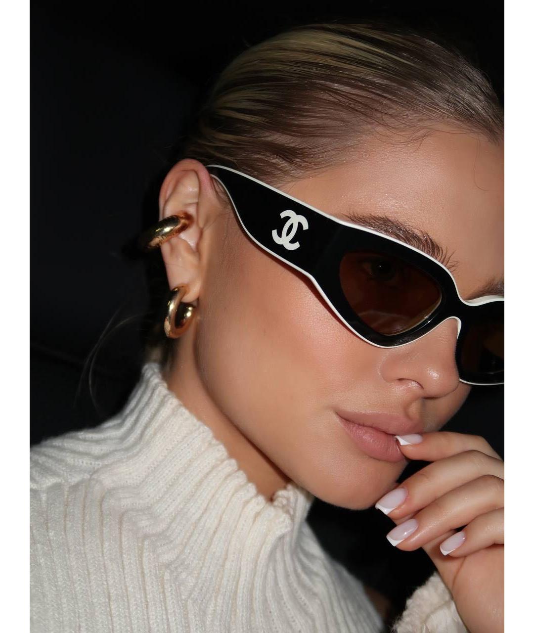CHANEL Черные пластиковые солнцезащитные очки, фото 3