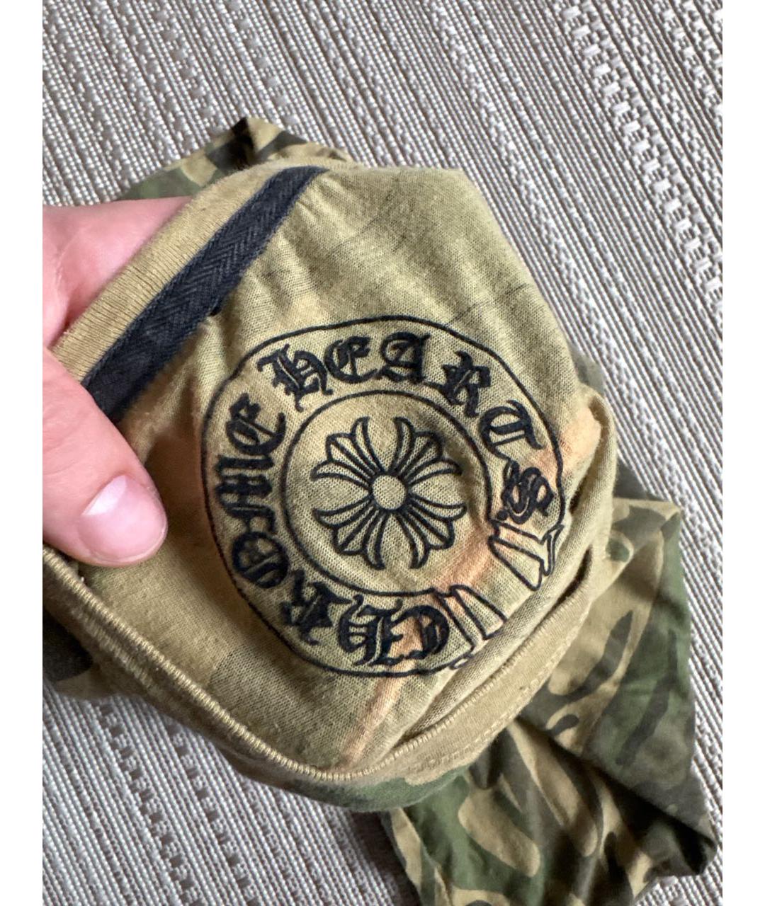 CHROME HEARTS Хаки хлопковая футболка, фото 4