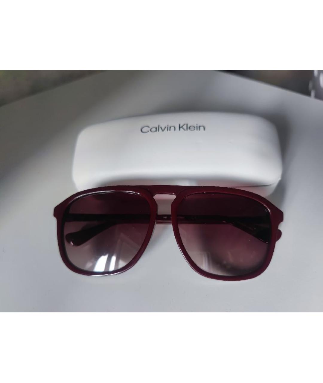 CALVIN KLEIN Коричневые пластиковые солнцезащитные очки, фото 2