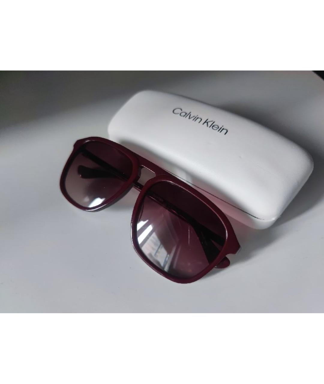 CALVIN KLEIN Коричневые пластиковые солнцезащитные очки, фото 3