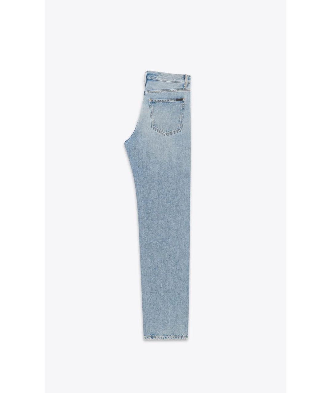 SAINT LAURENT Голубые хлопковые прямые джинсы, фото 2