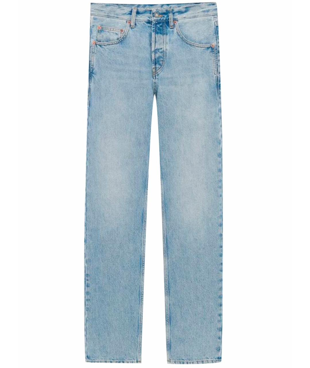 SAINT LAURENT Голубые хлопковые прямые джинсы, фото 1