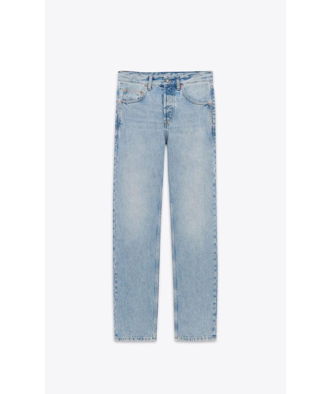 SAINT LAURENT Голубые хлопковые прямые джинсы, фото 6