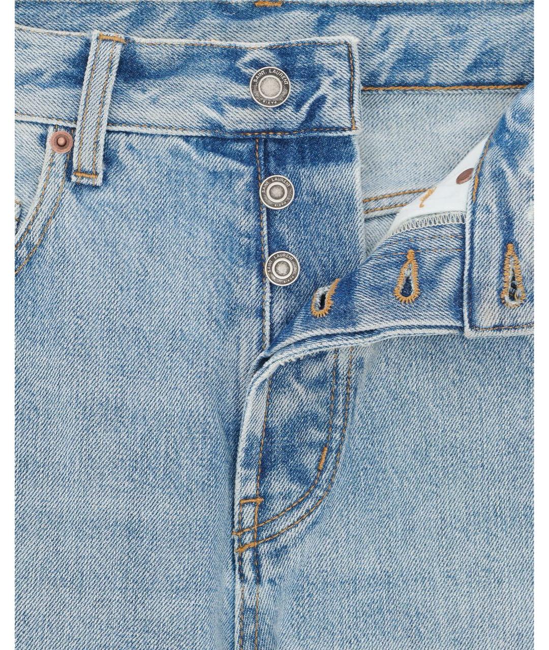 SAINT LAURENT Голубые хлопковые прямые джинсы, фото 3
