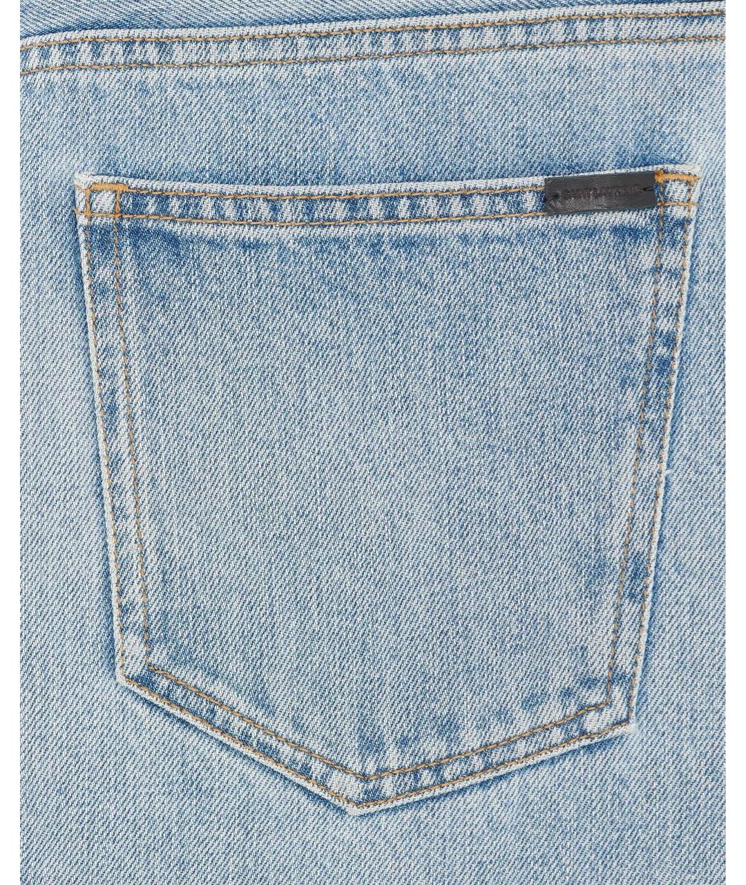 SAINT LAURENT Голубые хлопковые прямые джинсы, фото 4