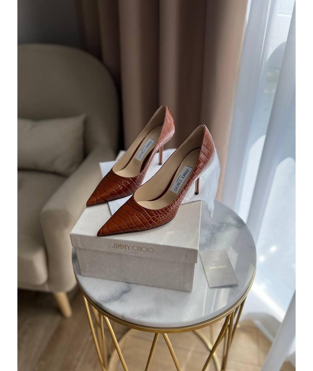 JIMMY CHOO Коричневые кожаные туфли, фото 7