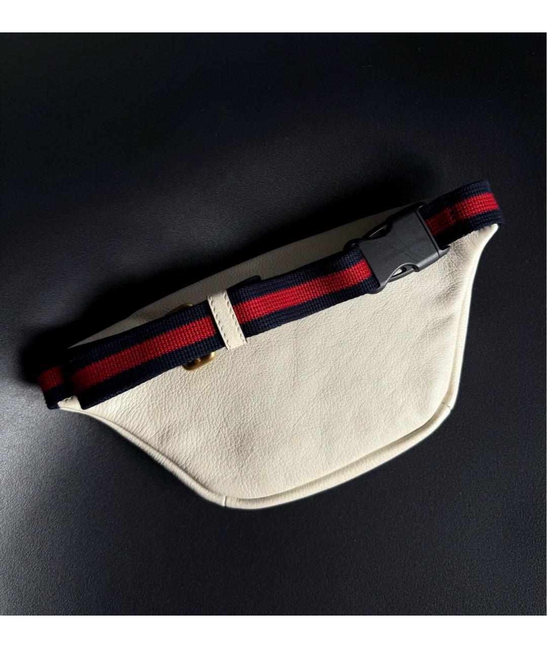 GUCCI Бежевая кожаная поясная сумка, фото 2