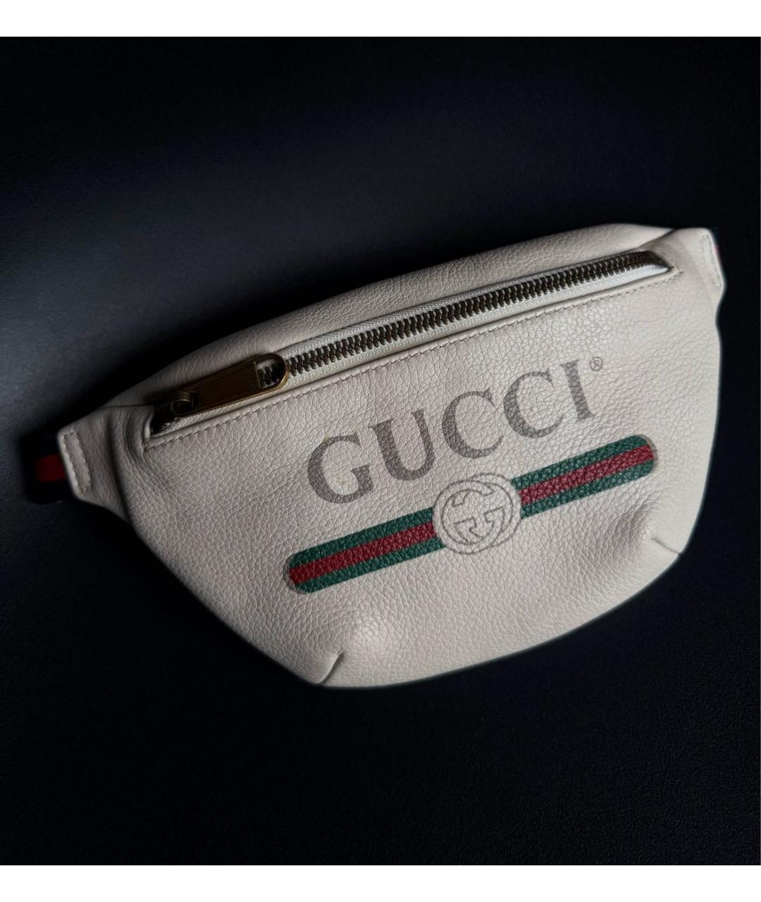 GUCCI Бежевая кожаная поясная сумка, фото 5