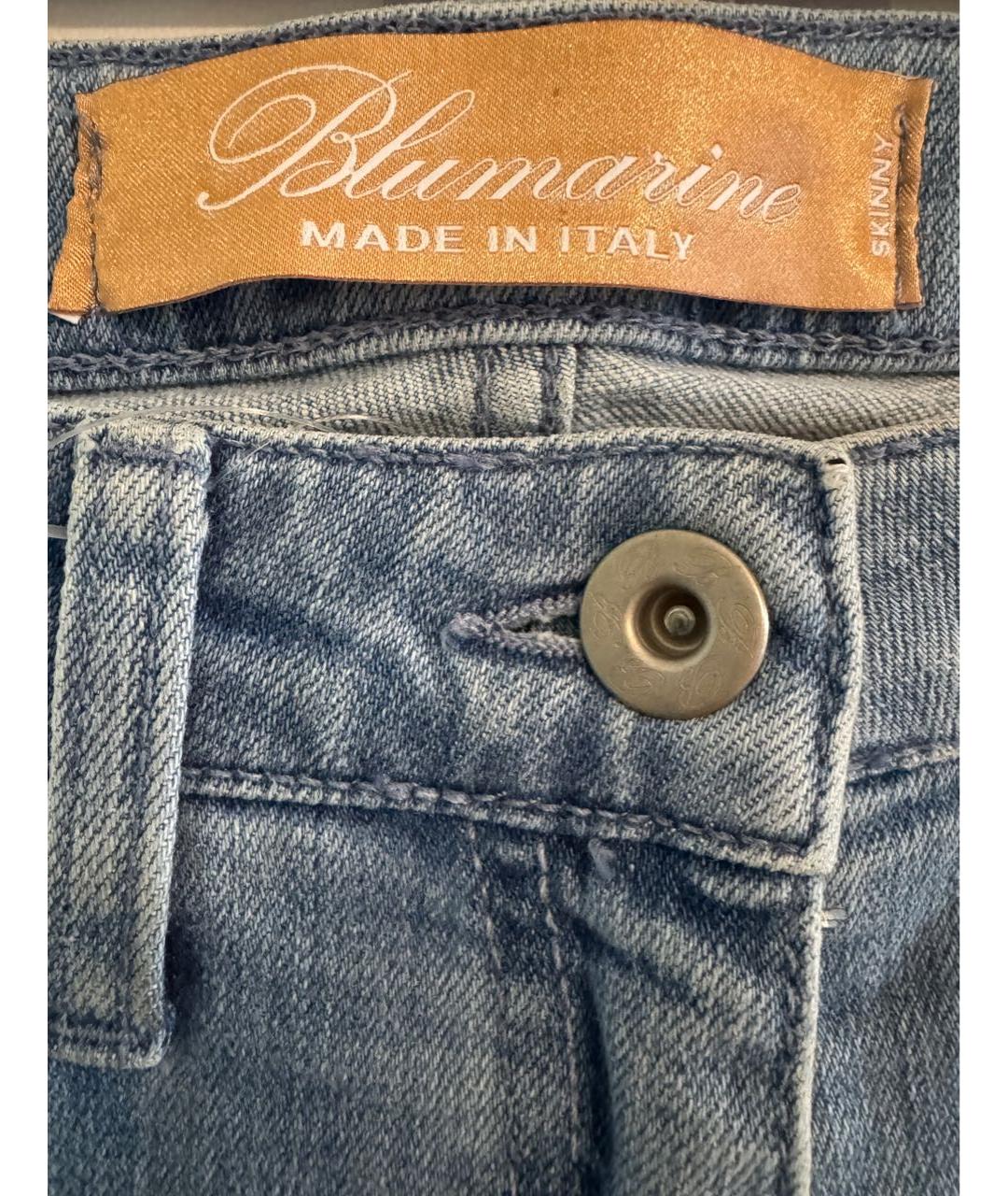 BLUMARINE Голубые хлопко-эластановые прямые джинсы, фото 5