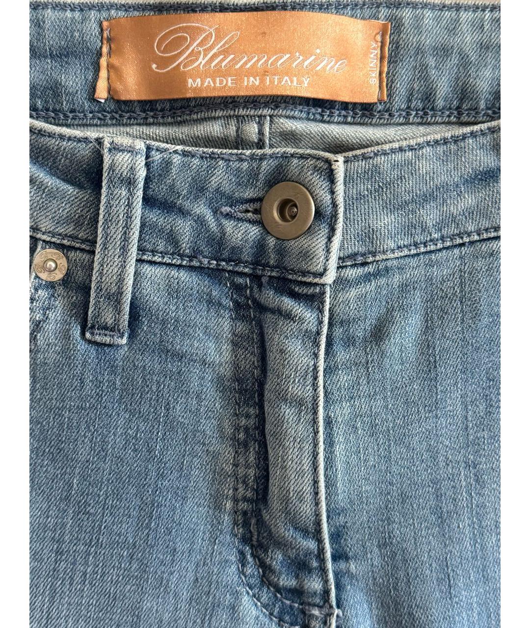 BLUMARINE Голубые хлопко-эластановые прямые джинсы, фото 3