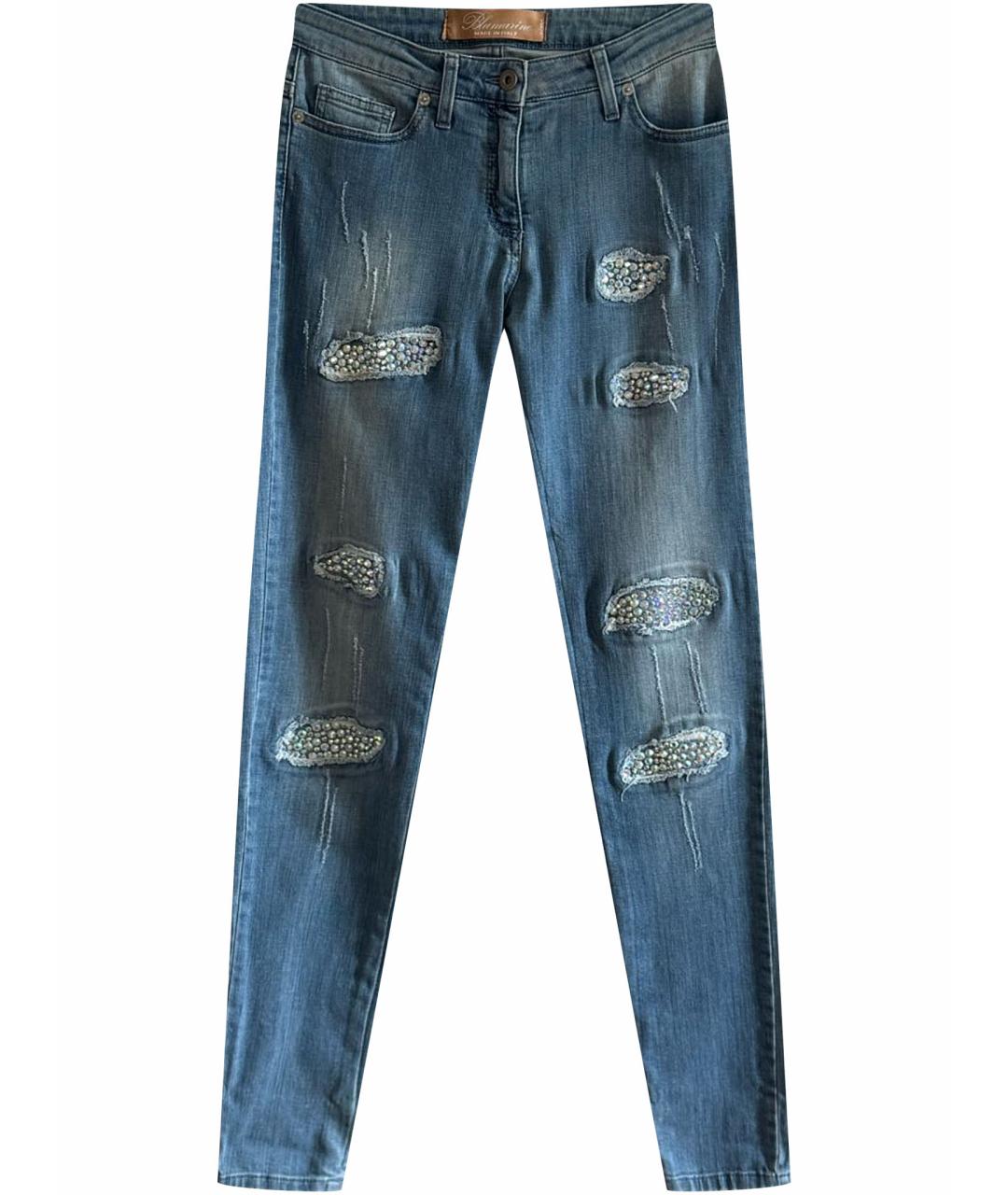 BLUMARINE Голубые хлопко-эластановые прямые джинсы, фото 1