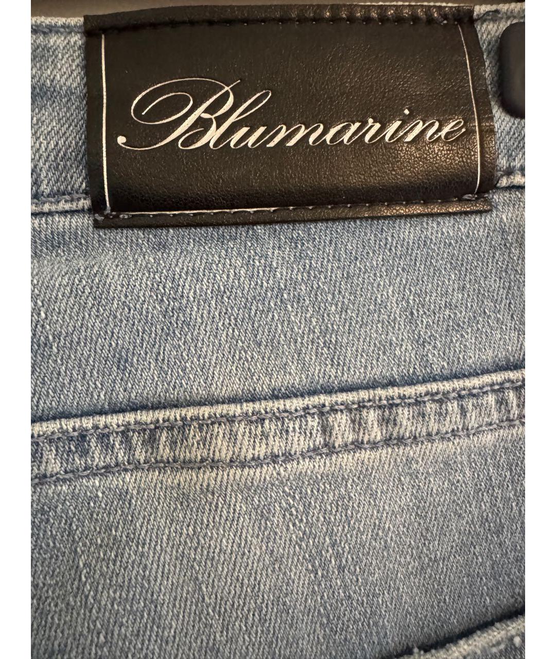 BLUMARINE Голубые хлопко-эластановые прямые джинсы, фото 4