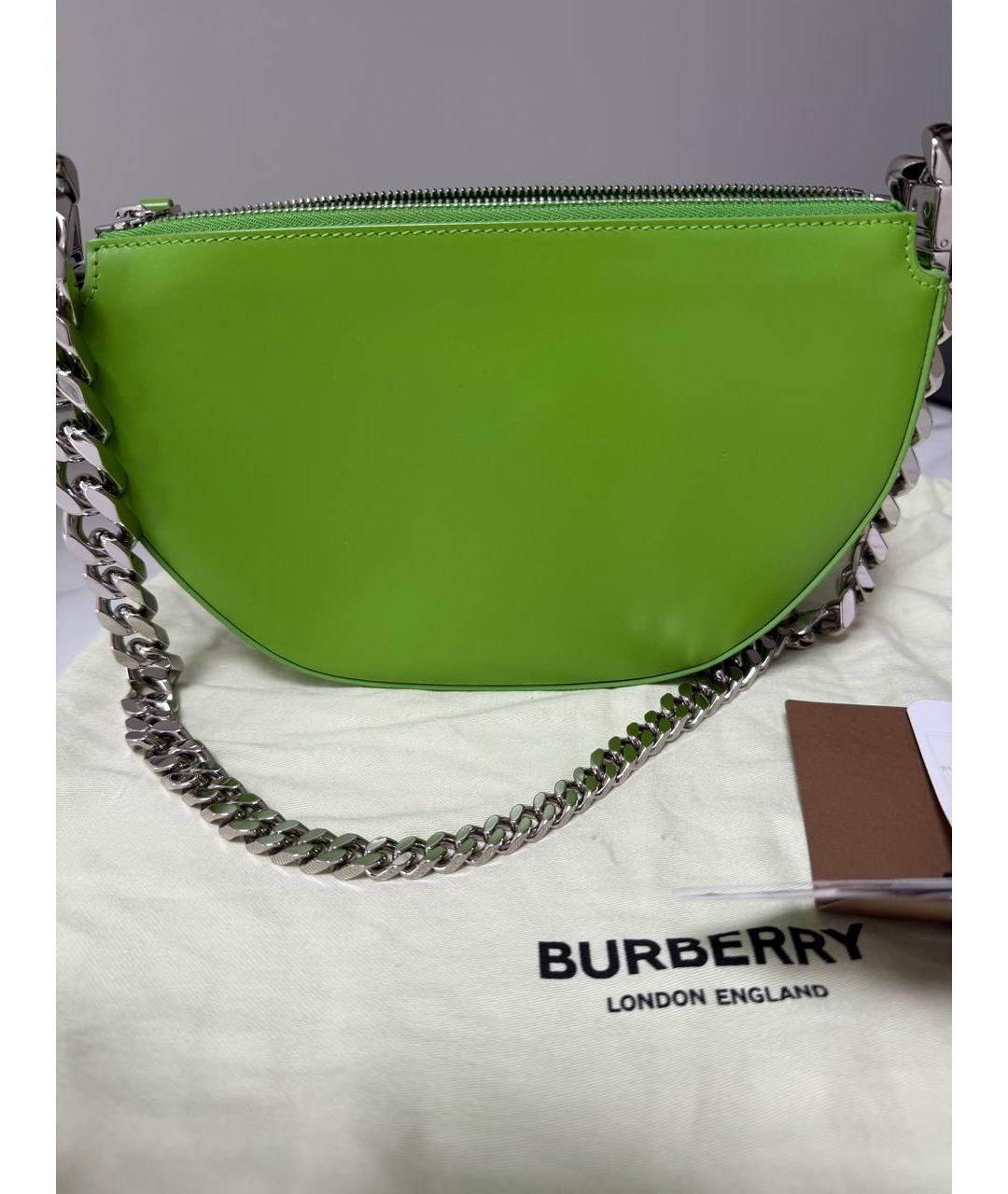 BURBERRY Зеленая кожаная сумка с короткими ручками, фото 4